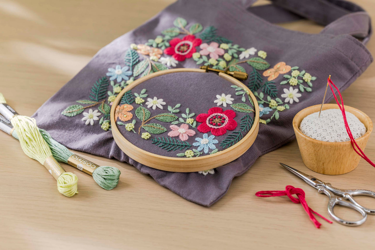 COSMO 刺しゅうキット yulaのこころ躍る草花刺繍 (夜の森のパーティー) No.542401