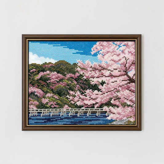 COSMO  めぐる季節と日本の風景 渡月橋と桜 刺しゅうキット No.522001