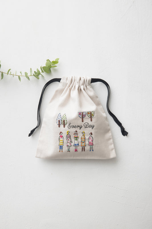 100ネエサン 刺しゅうキット ミニ巾着（並木道） No.542109