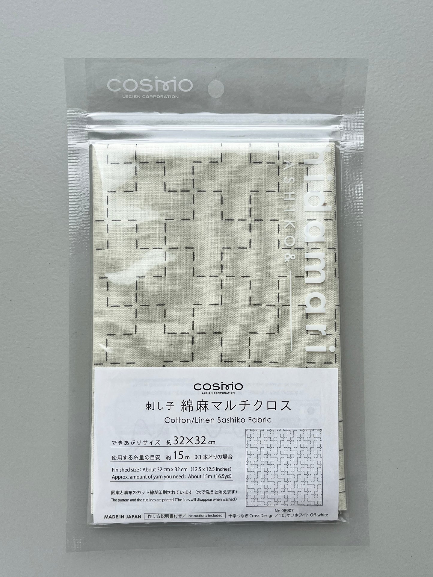 COSMO hidamari 刺し子綿麻マルチクロス 十字つなぎ