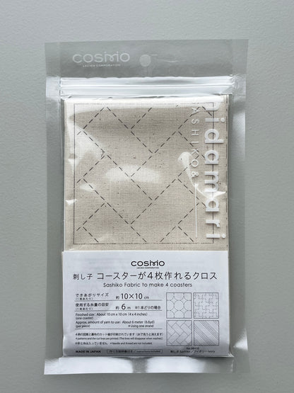 刺し子 コースターが4枚作れるクロス 【刺し子】  (アイボリー) No.98910