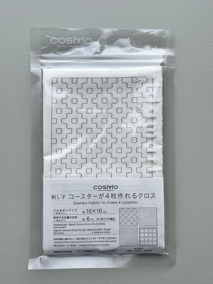 刺し子 コースターが4枚作れるクロス 【一目刺し】  (白) No.98916