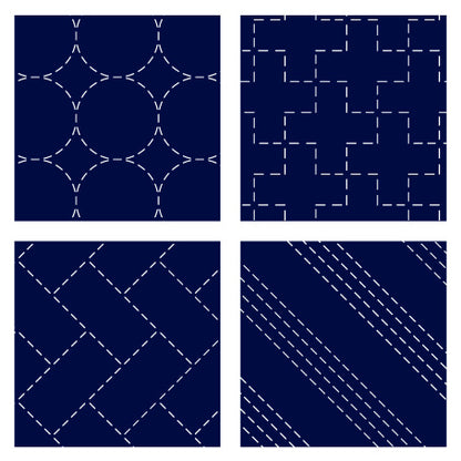 刺し子 コースターが4枚作れるクロス 【刺し子】  (紺) No.98909