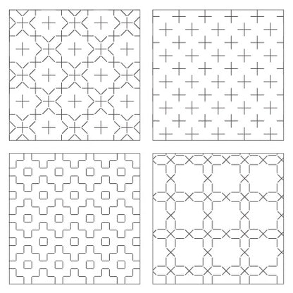 刺し子 コースターが4枚作れるクロス 【一目刺し】  (白) No.98916