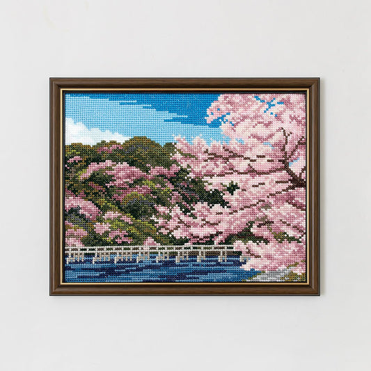 COSMO めぐる季節と日本の風景 渡月橋と桜 刺しゅうキット No.522001 - COSMO コスモ