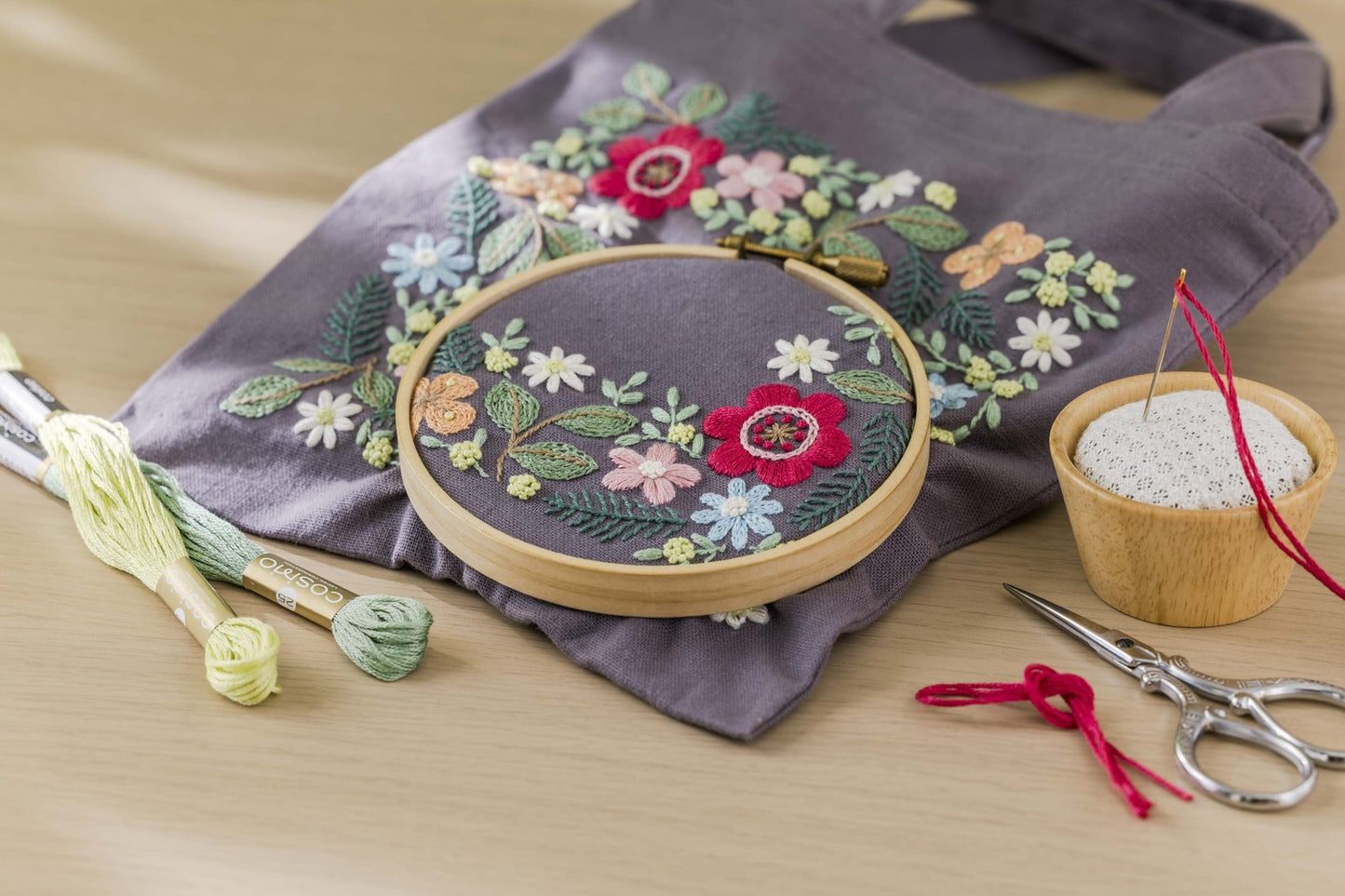 COSMO 刺しゅうキット yulaのこころ躍る草花刺繍 (ワンカラーの植物模様) No.542406 - COSMO コスモ
